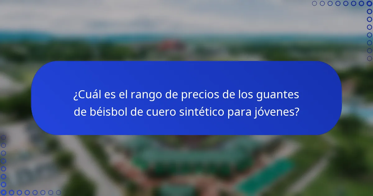 ¿Cuál es el rango de precios de los guantes de béisbol de cuero sintético para jóvenes?