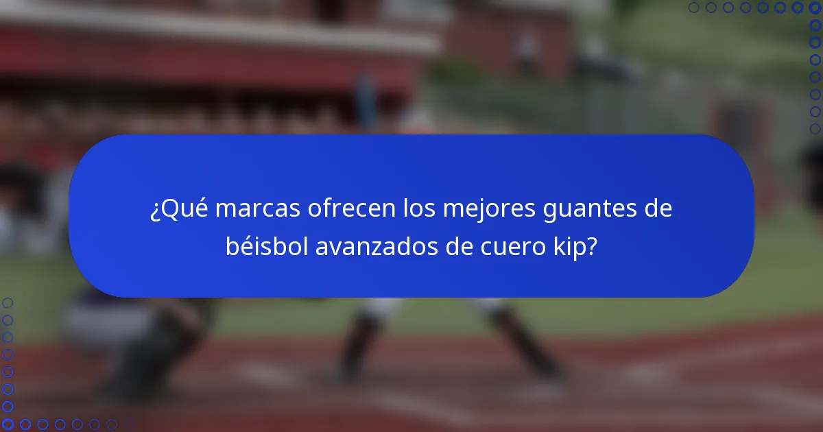 ¿Qué marcas ofrecen los mejores guantes de béisbol avanzados de cuero kip?